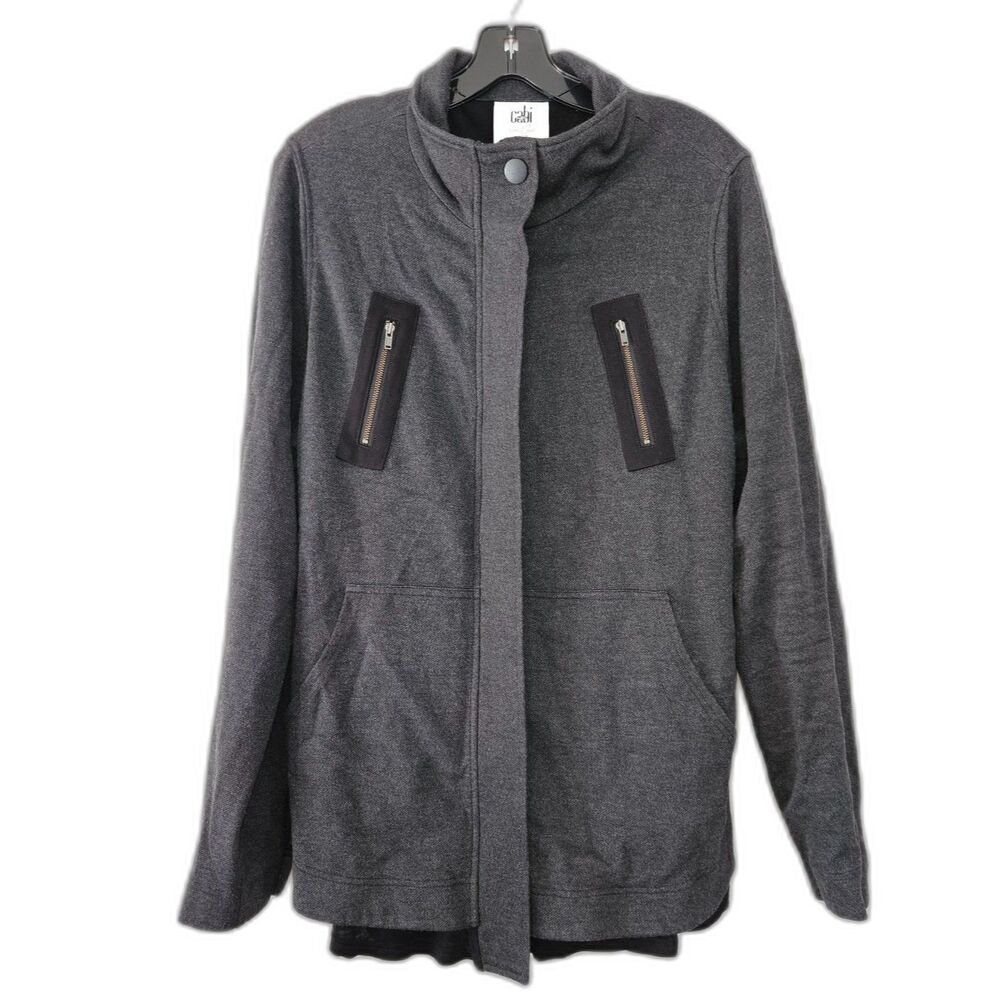 CABI Love Carol Collection Mesh Back Dark Gray Black Moto Jacket Large 3184